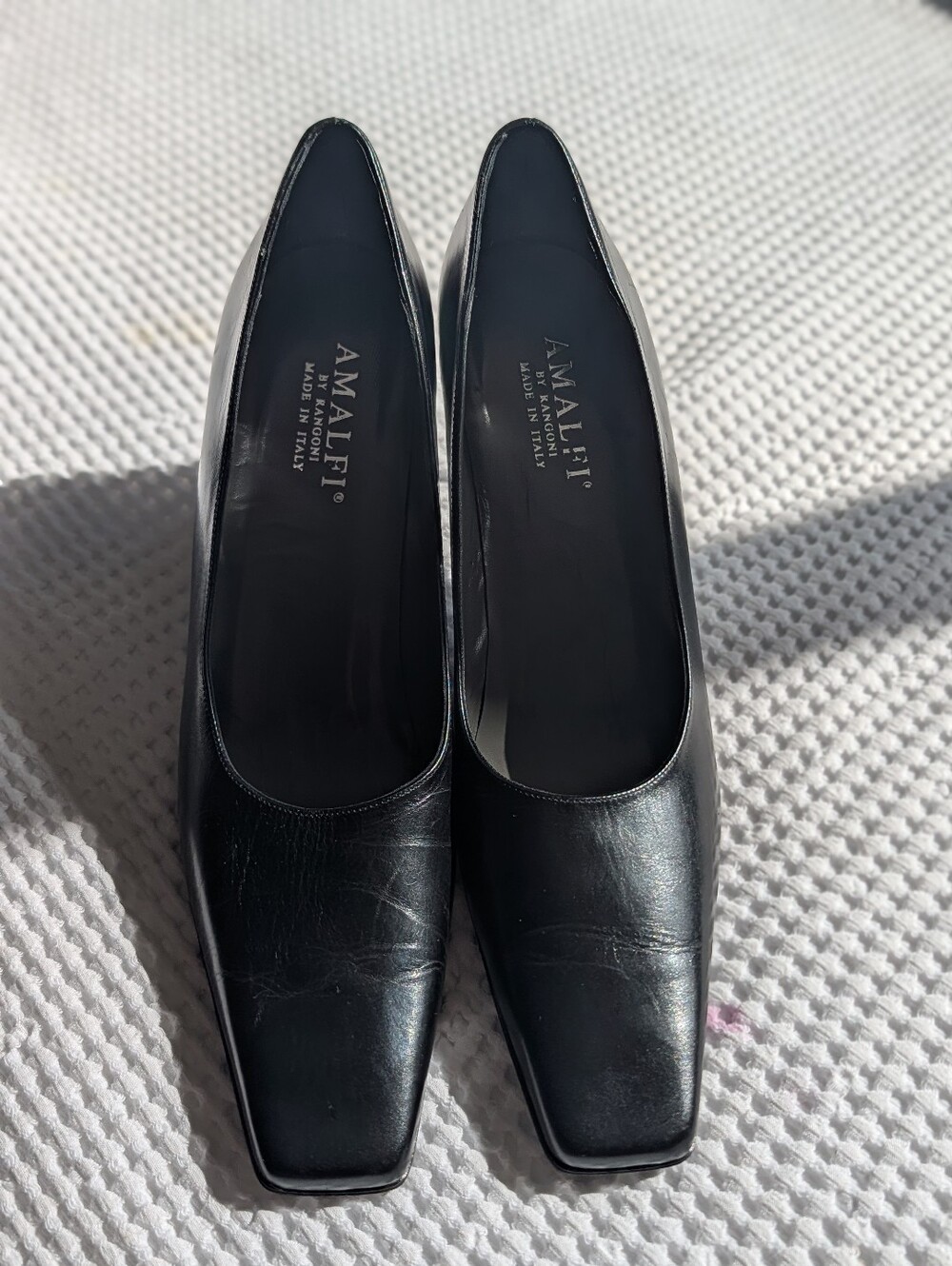 Amalfi Black Square-Toe Heels